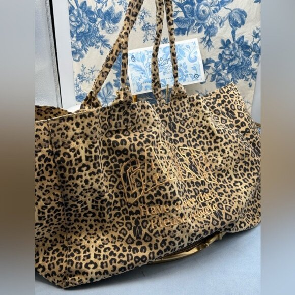 🆕 GANNI 🧿 NWOT Oversized XXL Canvas Tote Bag, Leopard Print - Picture 2 of 15